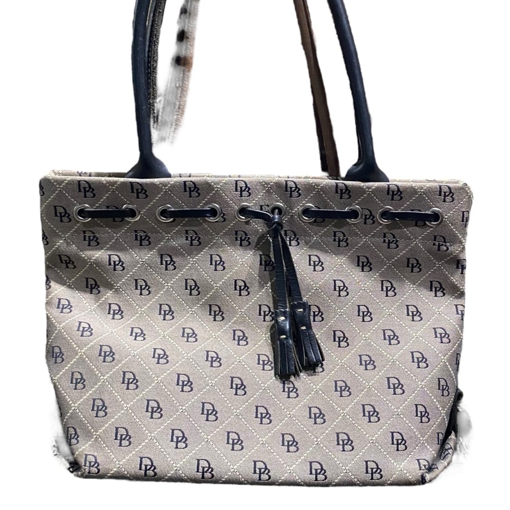 Dooney And Bourke Mini Tassel Monogram Tote Logo Satchel Purse